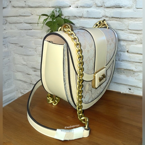 Coach Signature Jacquard Alie Saddle Bag in Stone Ivory NWT - Picture 4 of 6